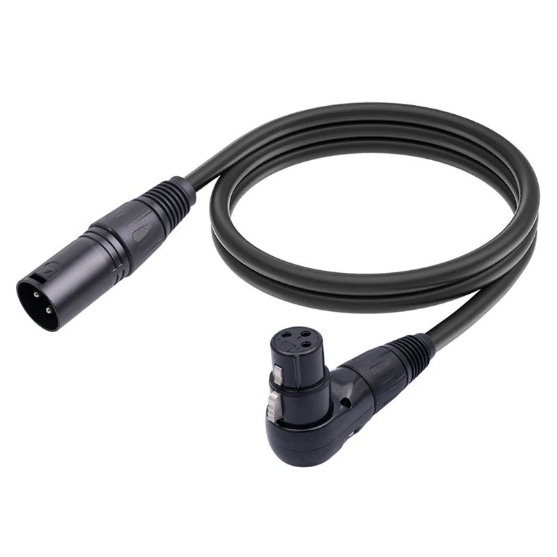 1Pcs XLR Microphone Extension Cable Adapter , 90 Degree XLR Female To Straight XLR Male 3-Pin Mic Cable 1M Easy To Use