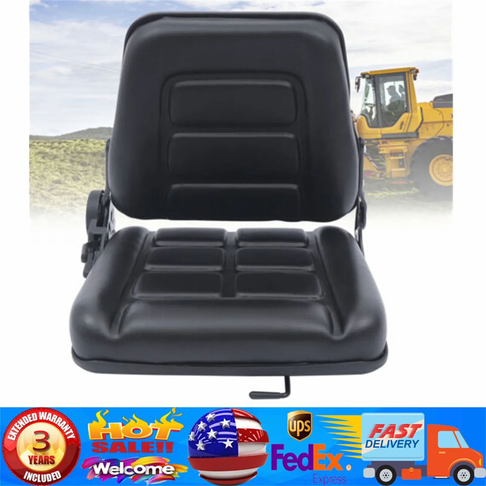 

Ergonomic Forklift Seat with Adjustable Backrest, Resilient Sponge Cushion, Universal Fit for Cranes, Bulldozers