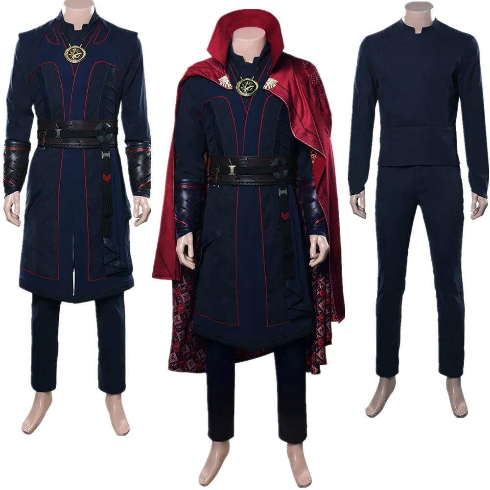 Costume cosplay da dottore per uomo adulto, completo di Halloween, top coat, mantello di velluto rosso, pantaloni, tutto set, costume da travestimento di carnevale