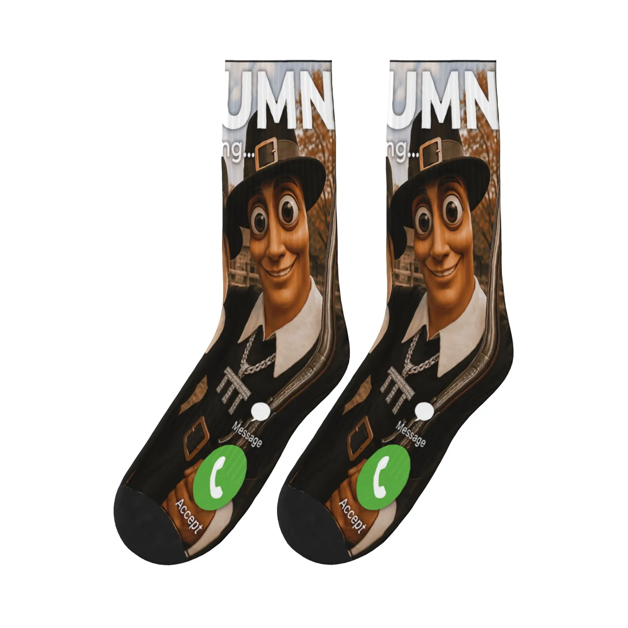 Men Socks Tung Sahur John Pork Brainrot Duo Turkey Hunting Adventure Stockings Autumn Fashion Soft Socks Running Sports Socks
