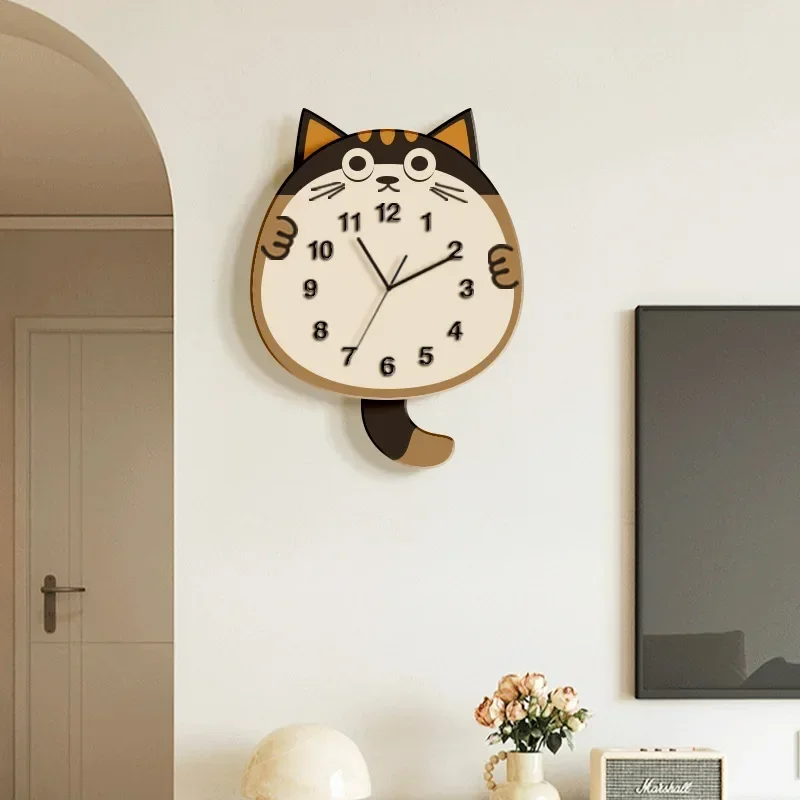 Clock wall clock background wall, cream wind simple chinchilla, swinging decorative clock, wall lamp painting