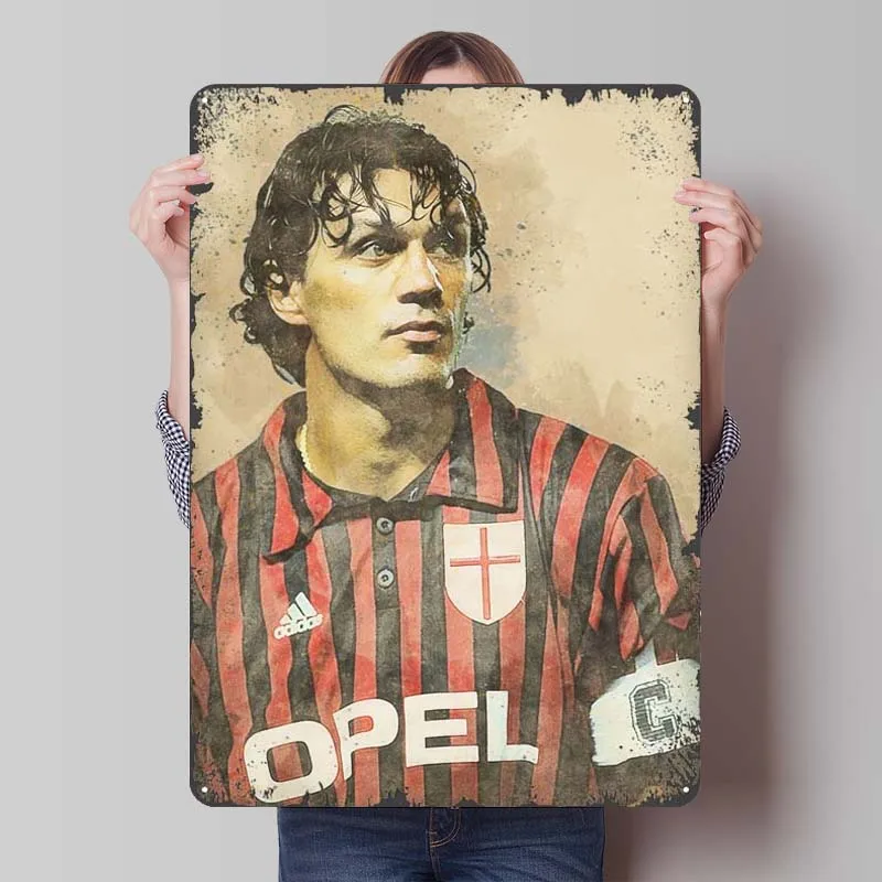 Paulo Maldini Acmilan Metal Sign Customizable Sports Poster Room Decorations Vintage Tinplate Signs for Wall Art Decoration Home