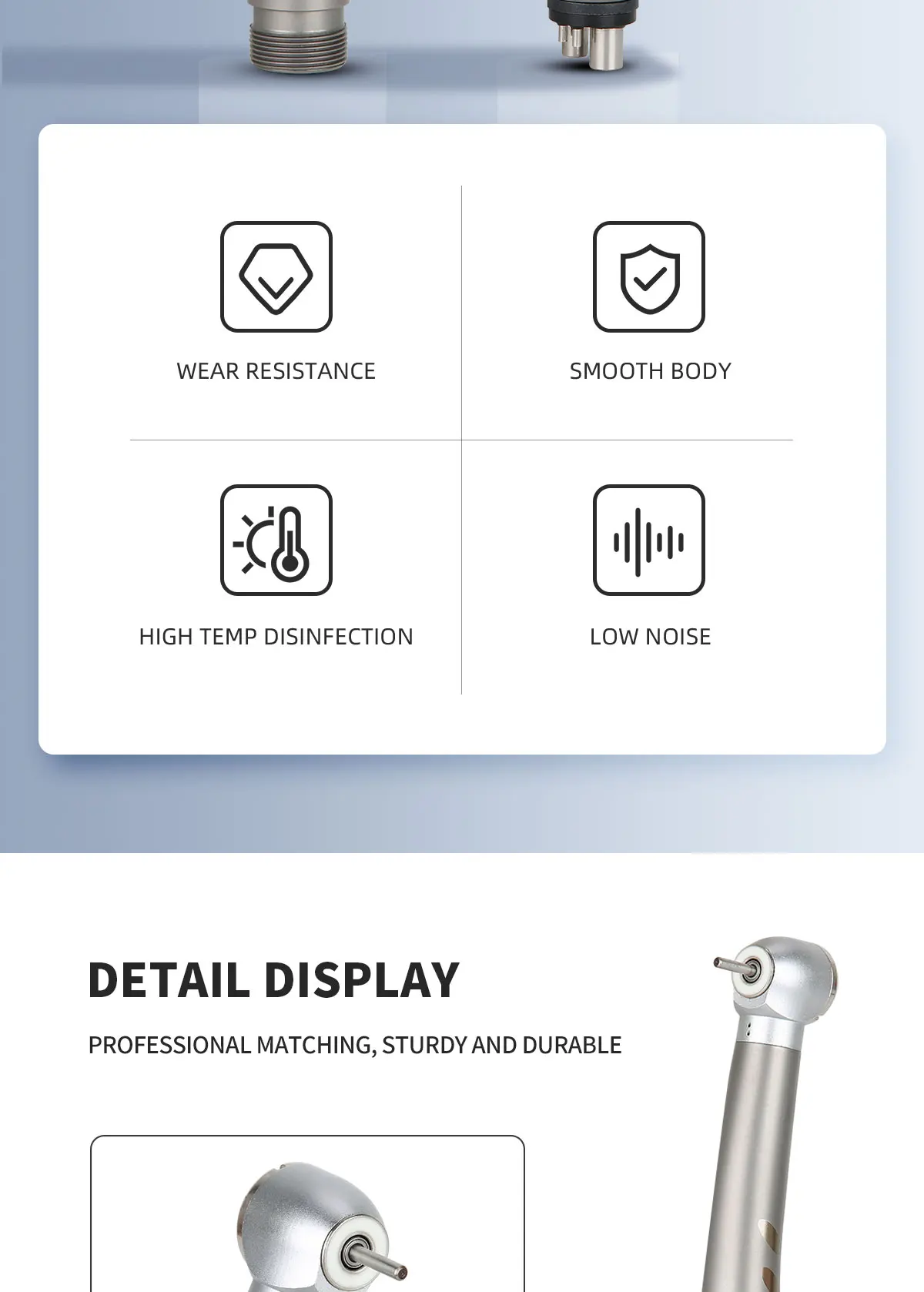 AZDENT Dental-Hochgeschwindigkeitshandstück, LED-E-Generator, schattenloser Ring, Keramik-Kugellager, einzelnes Wasserspray, 2/4 Löcher – Detail 2