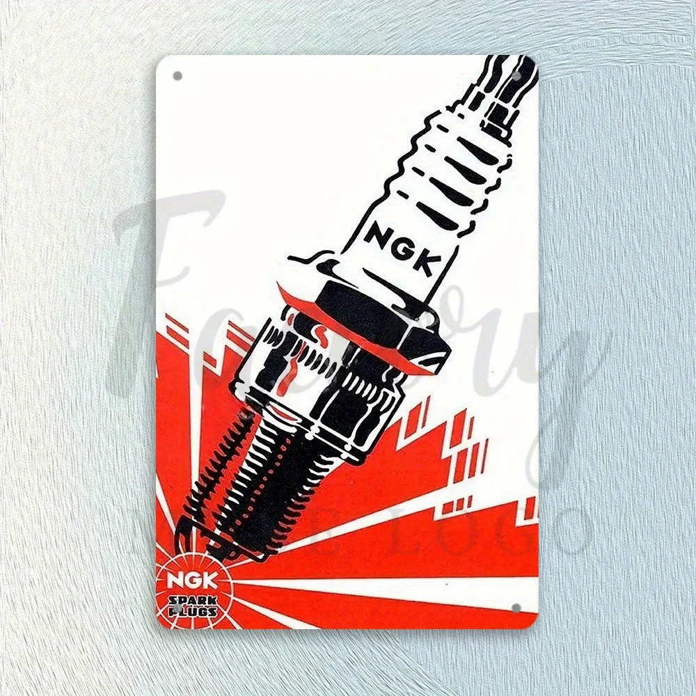 (3) Metal Tin Sign - Vintage Automotive Wall Art with Bold Red,Black Retro Design, Durable Garage Decor for Man