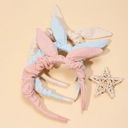 Cute Rabbit Ears Hair Hoop for Baby Girl Korea Solid Color Bow Hair Bands for Kids Fashion Kids Headwear Girls Hair Accessories