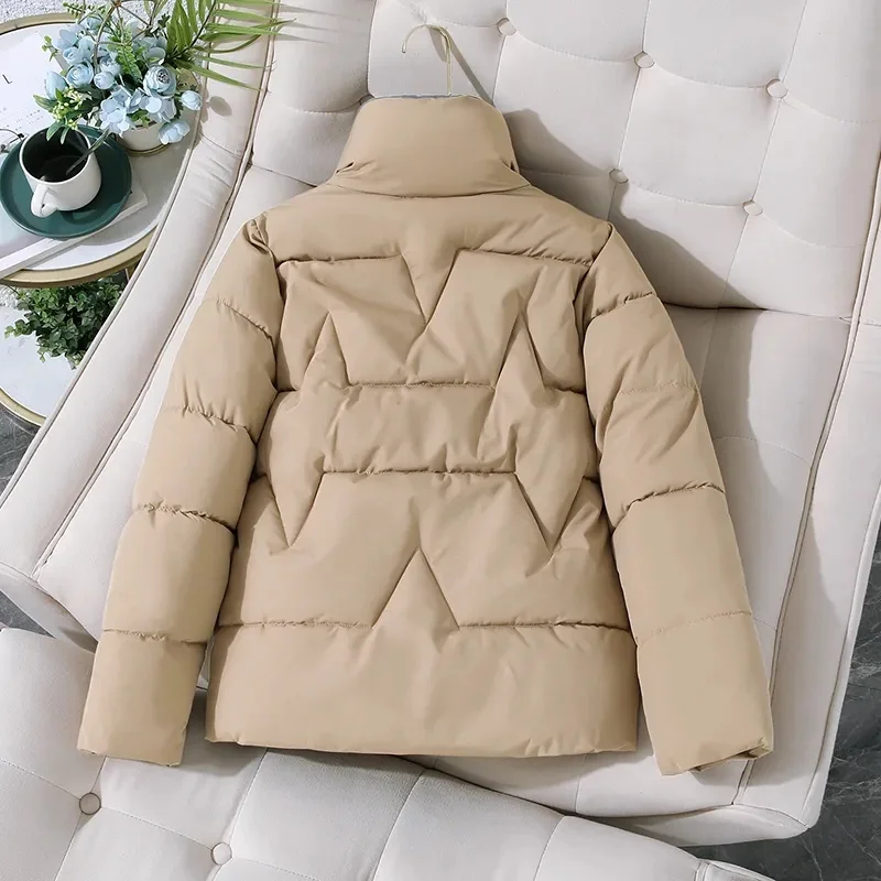 

2025 Autumn Winter Short Jacket Cotton-padded Coat Women Stand-up Collar Thicken Warm Tops Down Cotton Overcoat Lady Snowy Parka