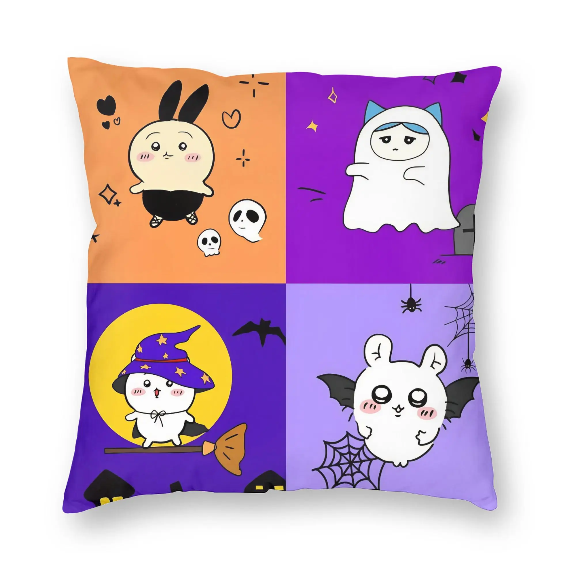 Chiikawas Halloween Kawaii Spooky Ghost Witch Pillowcase Cushion Cover Decorations  Throw Pillow Case Cover Home Square 45X45cm