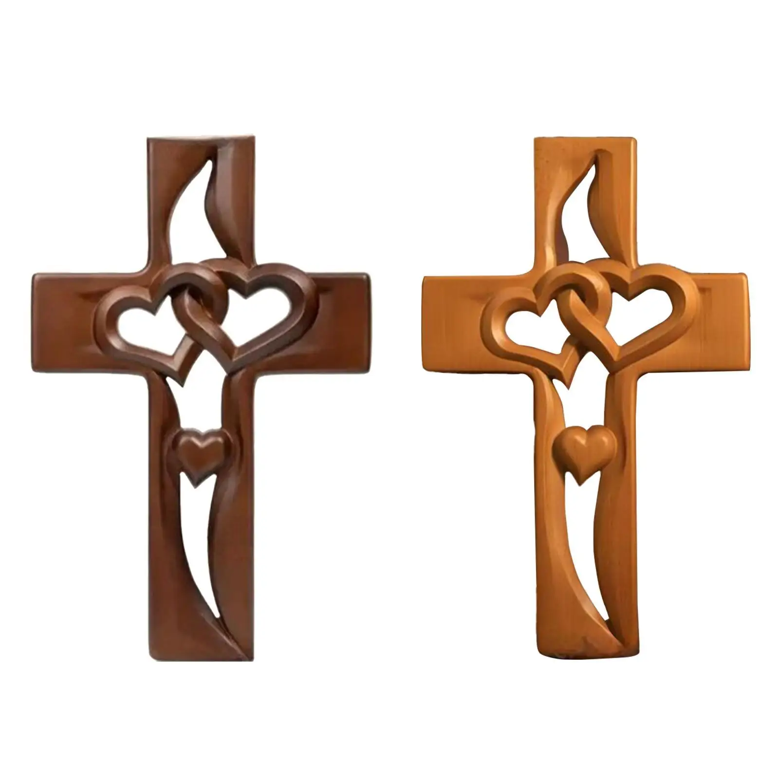 Intertwined Heart Wall Cross Handmade Figurine Wooden Love Cross for Anniversary Wedding Gifts Engagement Apartment Bedroom