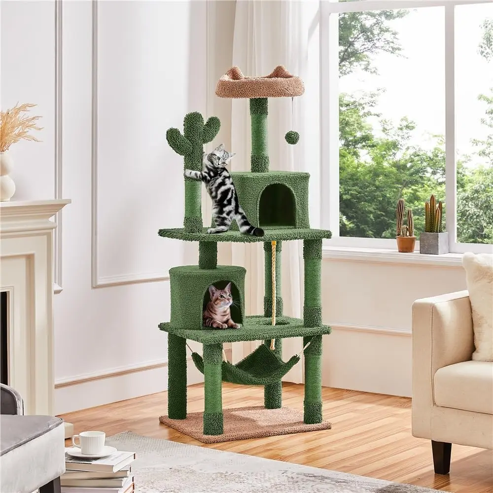 

Comfort corner Cactus Cat Tree Multi Level Cat Tower Activity Center Large Cat Condo w/Scratching Posts&Hammock&Dangling Ball