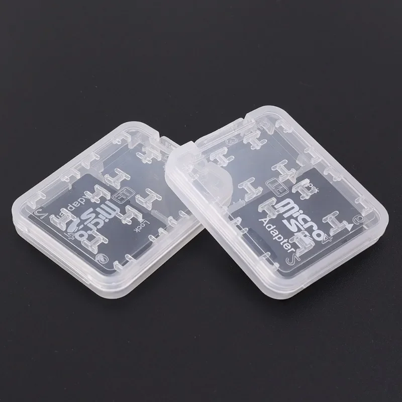 8 in 1 Clear Plastic Memory Card Case Stick Micro SD TF Card Storage Box Protection Transparent Memory Card Storage Boxes