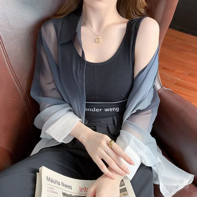 

Women's Breathable Ice Silk Sunscreen Clothes, Summer UV Chiffon Shirt, New Top Cardigan, Thin Coat JJ510
