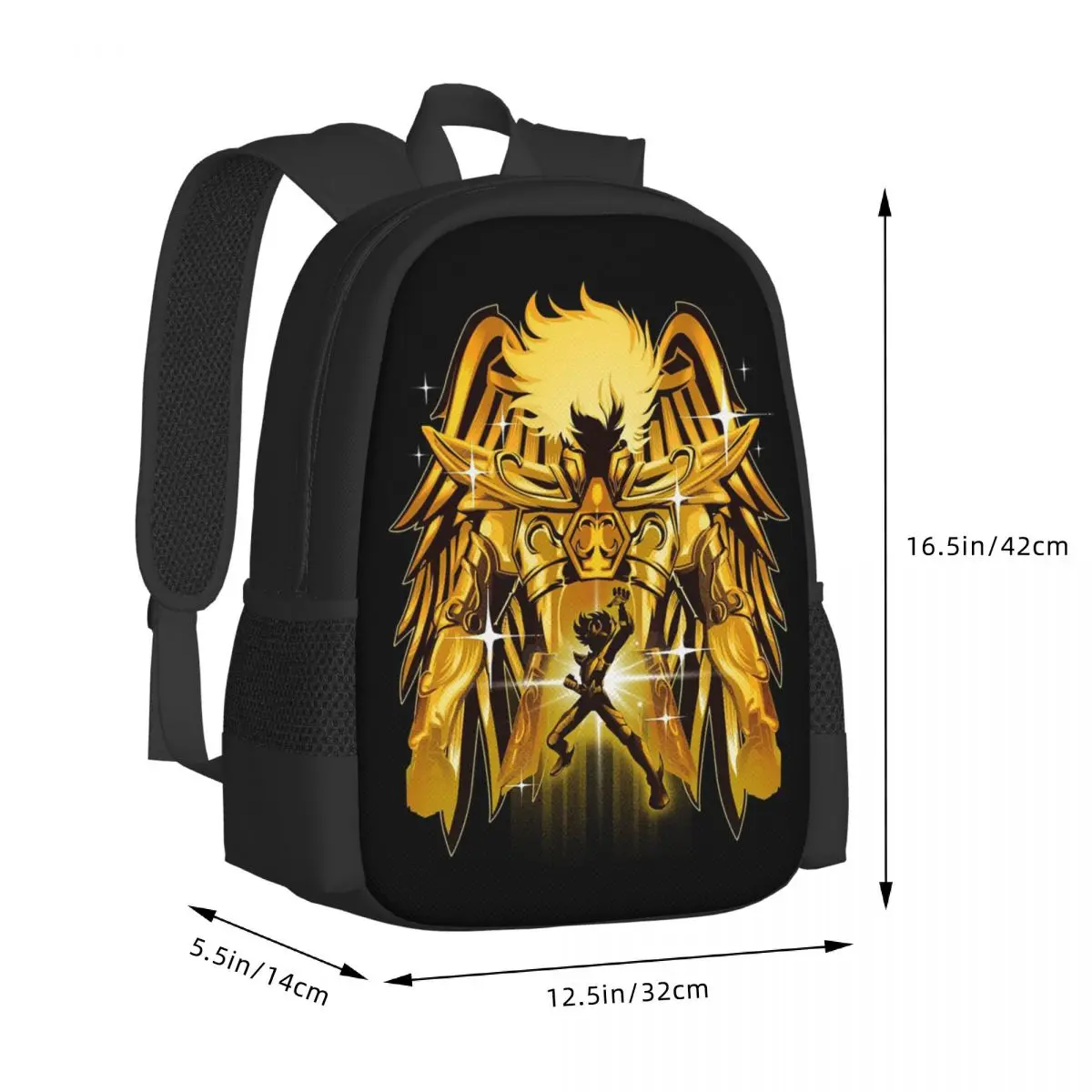 Knights Of The Zodiac Pegasus Gold Student Backpack School Bag Hiking Travel Daypack for Boys Girls Bookbag Shoulder Bags