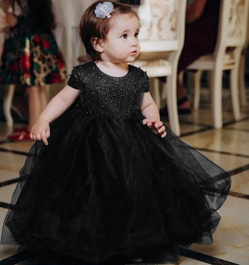 Baby Girl Baptism Dress Toddler Sequin Lace Flower Tulle Christening 1 Year Birthday Princess Party Gown Newborn Wedding Costume