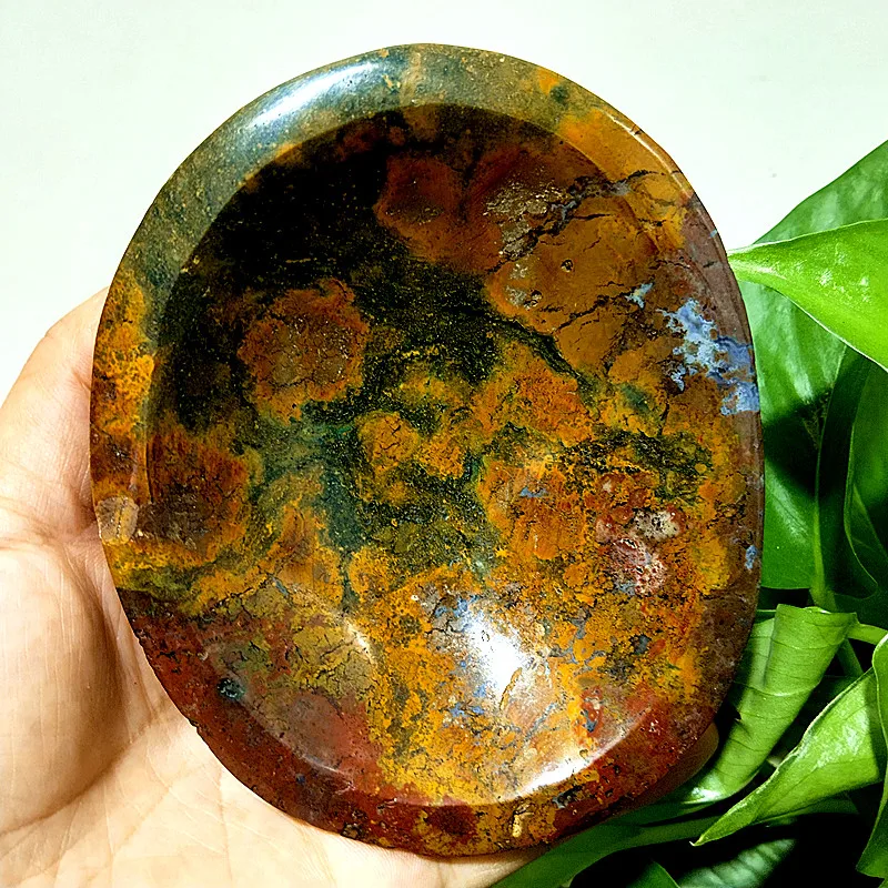 Natural Ocean Jasper Stone Crystal Bowl Or Ashtray Witchcraft meditation Energy Healing Feng Shui Crystal Ornaments