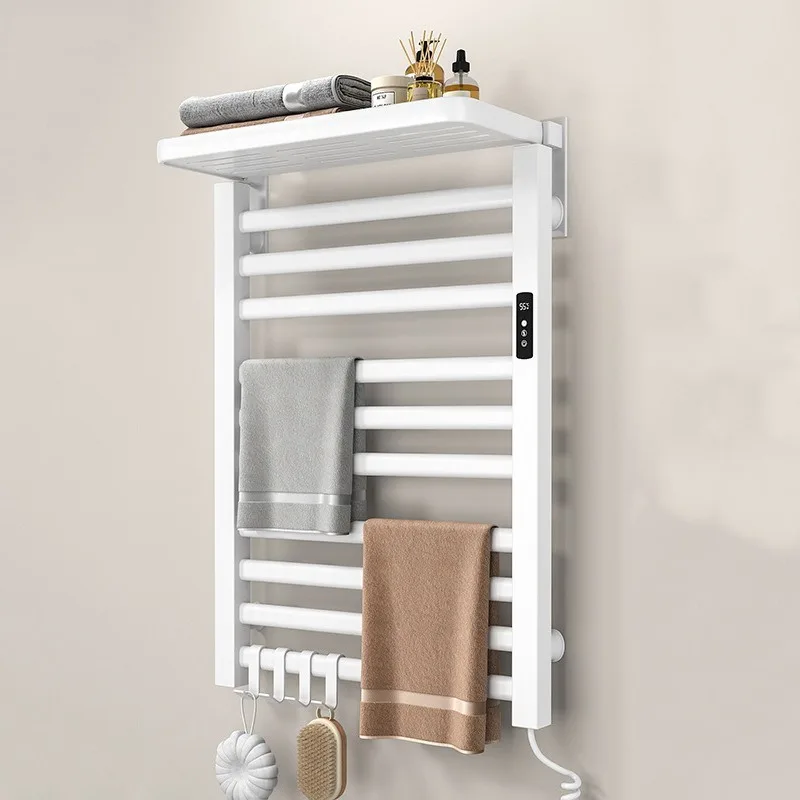 Toallero de aleación de aluminio, toalleros eléctricos inteligentes, estante de almacenamiento plegable con temperatura ajustable, accesorios de baño