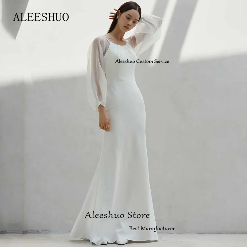 Aleeshuo ชุดราตรีนางเงือกสีขาวสุดเซ็กซี่สำหรับปาร์ตี้งานพรอมเปิดหลังพร้อมผูกเชือกชุดออกงานกลางคืนยาวคลุมพื้น