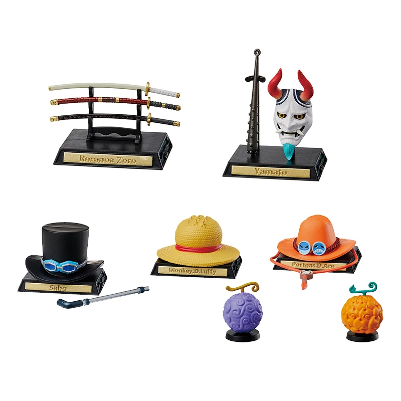 Bandai One Piece Figure Gashapon Luffy Ace Yamato Sabo Zoro Belongings Devil Fruit Props Collectible Model Toys