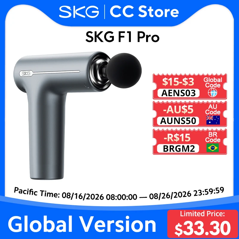 SKG F1 Pro Mini Deep Tissue Massage Gun Low Noise 4 Silicone Heads Portable Rechargeable Muscle Relax Fascia Gun