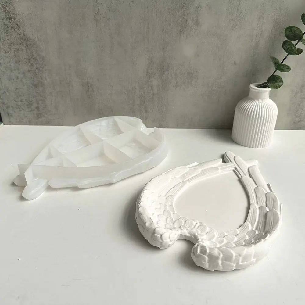 For Fun Wings Love Tray Silicone Mold DIY Tree Stump Dish Concrete Cement Plaster Resin Mold Storage Tray Plate Mould Home Decor