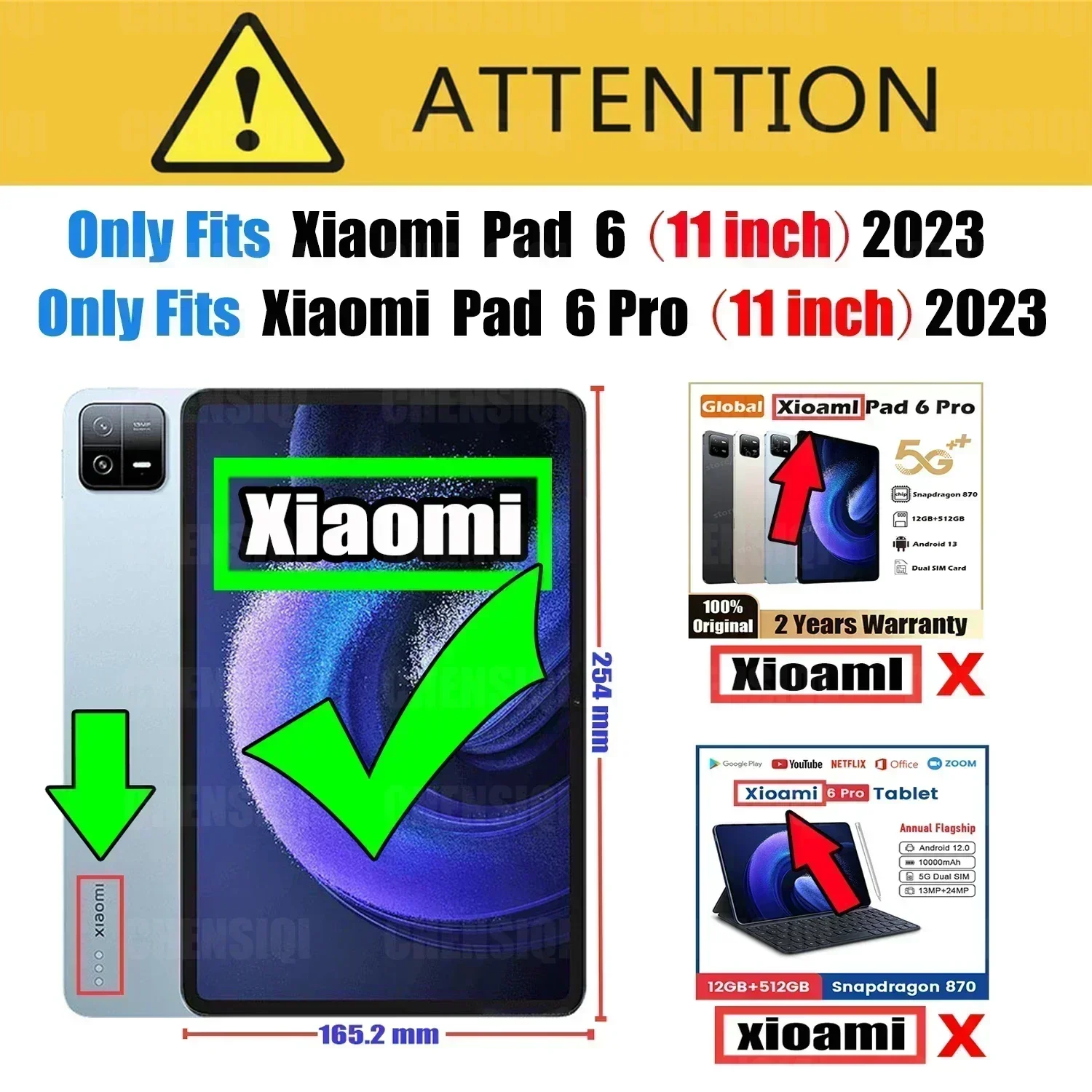 Protective Film for Xiaomi Pad 6 / 6 Pro (11 inch) 2023 Screen Protector with Camera Tempered Glass 9H hardness Anti-scratch