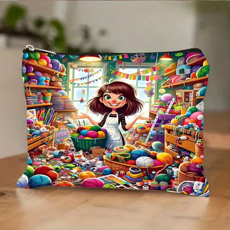 A Handmade Themed Makeup Bag - Cute Multifunctional Zipper Bag For Women, Jewelry Storage Bag