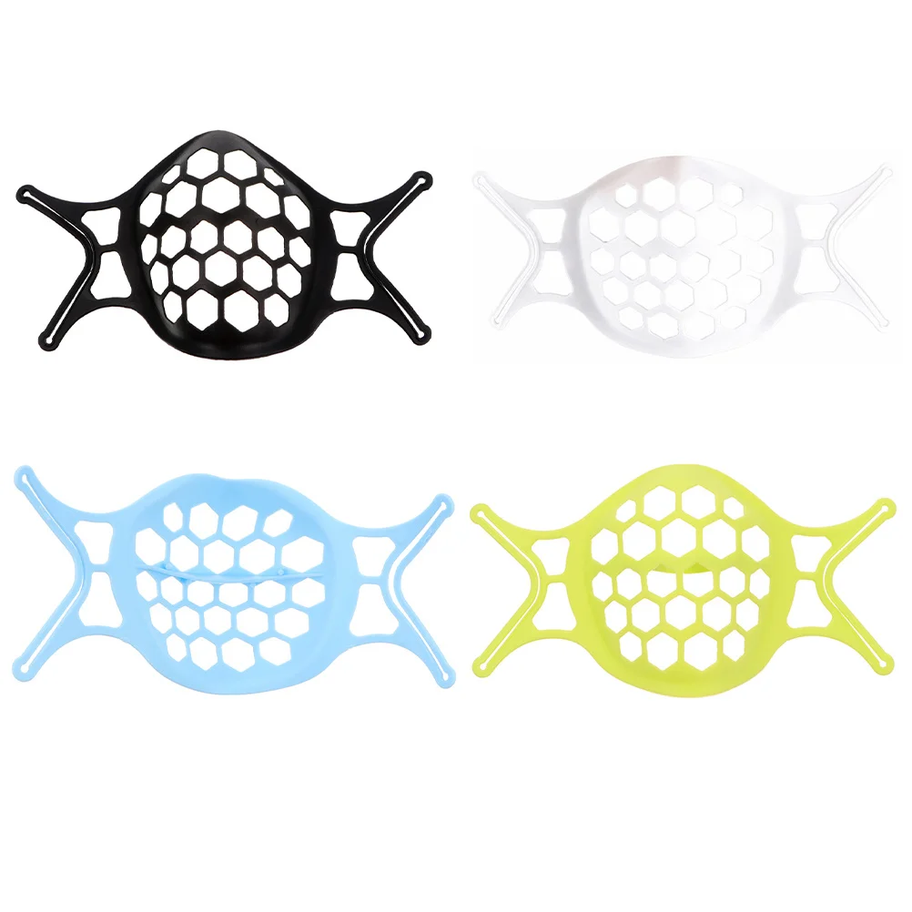 4 قطع قناع قوس سيليكون الدعم الداخلي مريح ثلاثي الأبعاد حامل قناع قابل لإعادة الاستخدام تنفس إطار حماية أحمر الشفاه