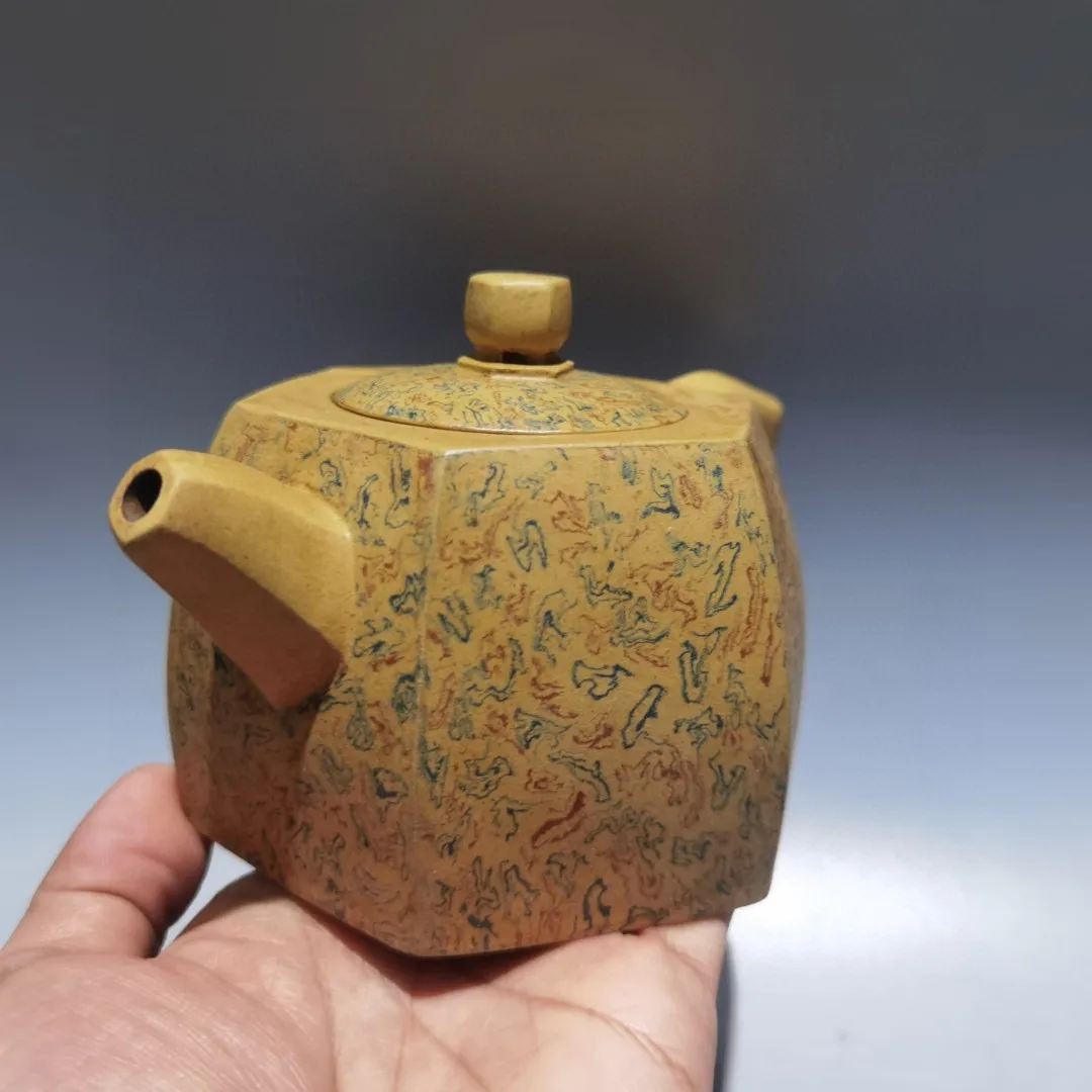purple clay Pot Multi colored floral pattern Six sided pot Amass wealth Ornaments Teapot Pot Tea Maker