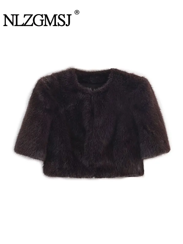 

NLZGMSJ 2025 Осенняя элегантная женская куртка 2025 Осеннее тонкое короткое пальто с рукавами на запястьях Женская верхняя одежда Укороченный топ Y2K