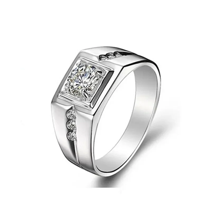 S925 Silver Ring for Men New Arrival Domineering Style Inlaid Shiny Diamond 925 Pure Silver Male Ring Fine Jewelry Gift