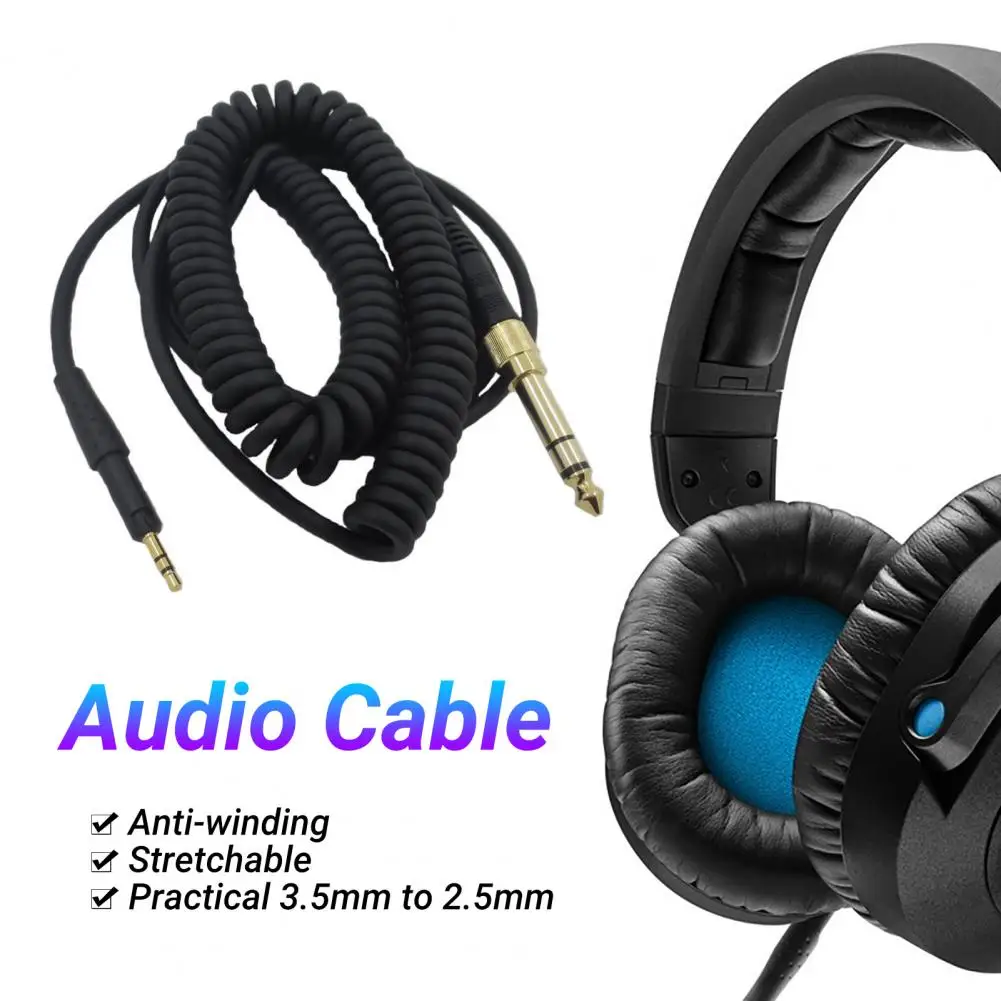 Useful Wide Compatibility High Toughness Durable 3.5mm to 2.5mm Headset Audio Spring AUX Cord Audio Cable Stretchable