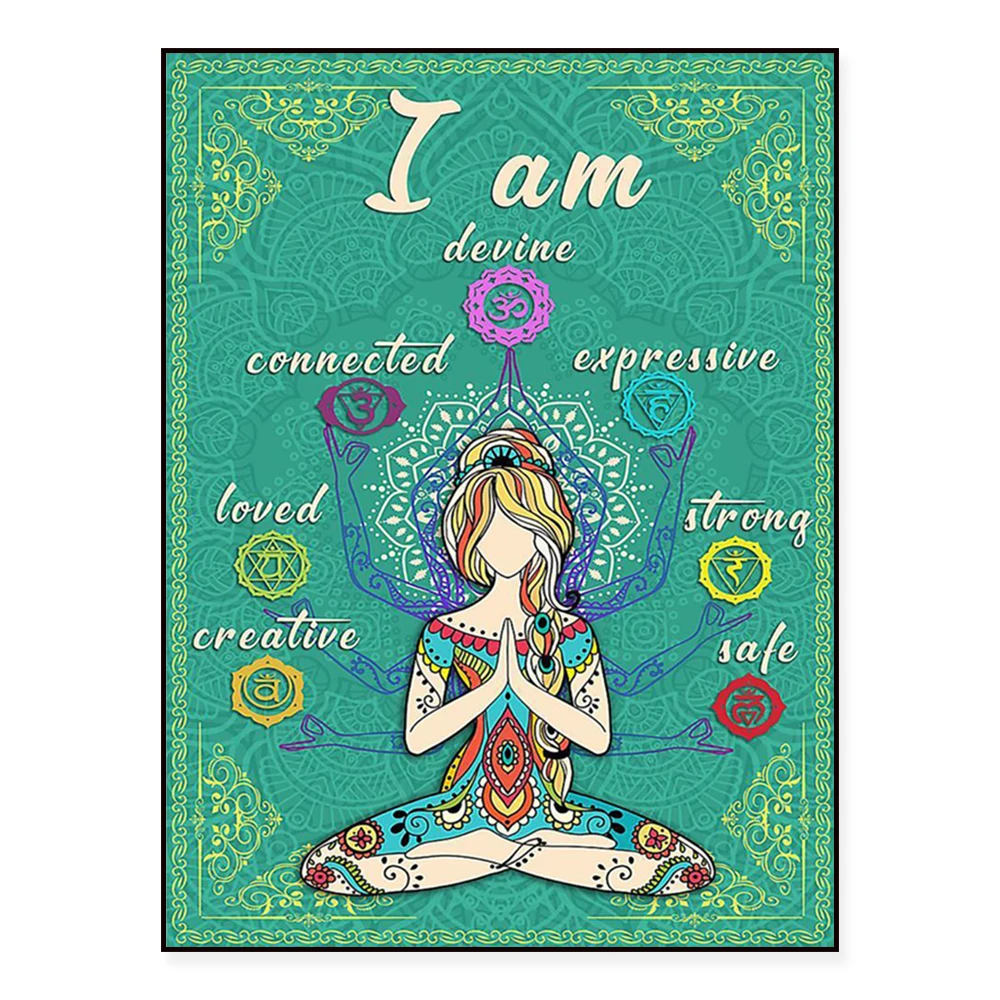 i am divine connection expensive favorite powerful creative safe lotus yoga color chakra meditation aesthetic decoration poster