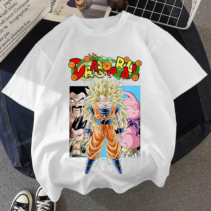 Camiseta de Dragon Ball para niños y niñas, ropa de algodón de manga corta con estampado de dibujos animados de Goku, Tops para bebés y niños