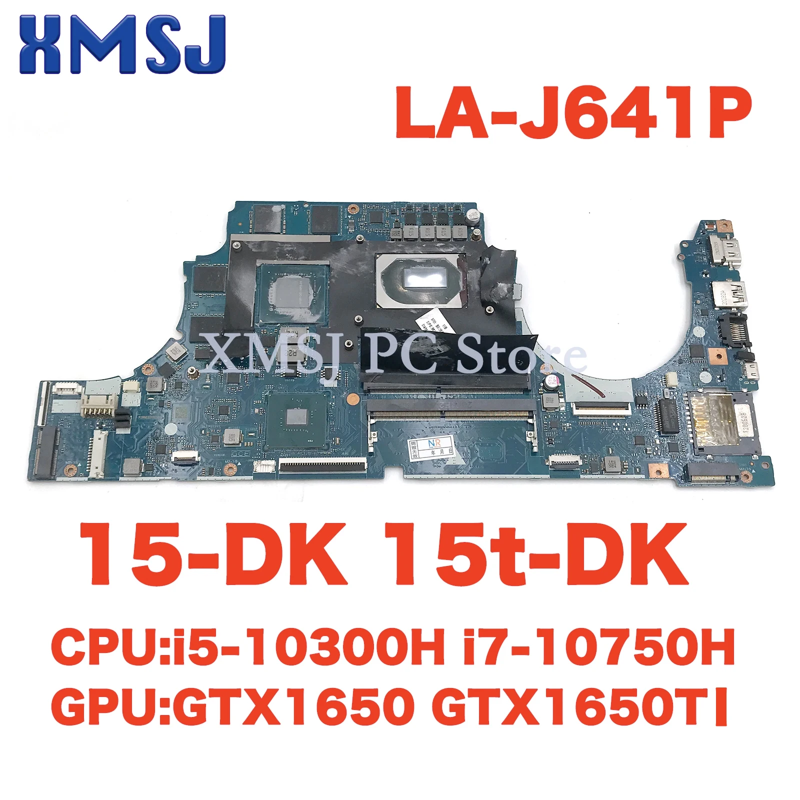 Laptop Motherboard para HP Pavilion Gaming, Mainboard com i5-10300H, i7-10750H, CPU, GTX1650, GTX1650TI, GPU 4G, 100% testado, LA-J641P