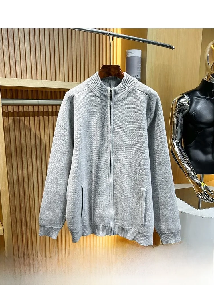 

Men's Knitted Long Sve Stand Collar Jaet Coat Busin Casual Pure Color Winter Youth Open Cardigan Knitwear
