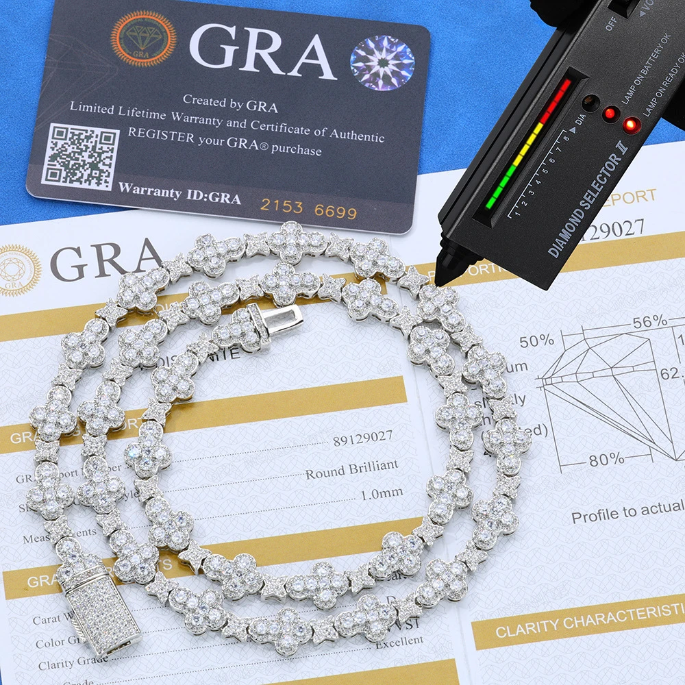 

10mm Cross Star Moissanite Necklace Cuban S925 For Women Men Iced Out Chain Hip Hop Jewelry Pass Diamonds Tester Free Shipping