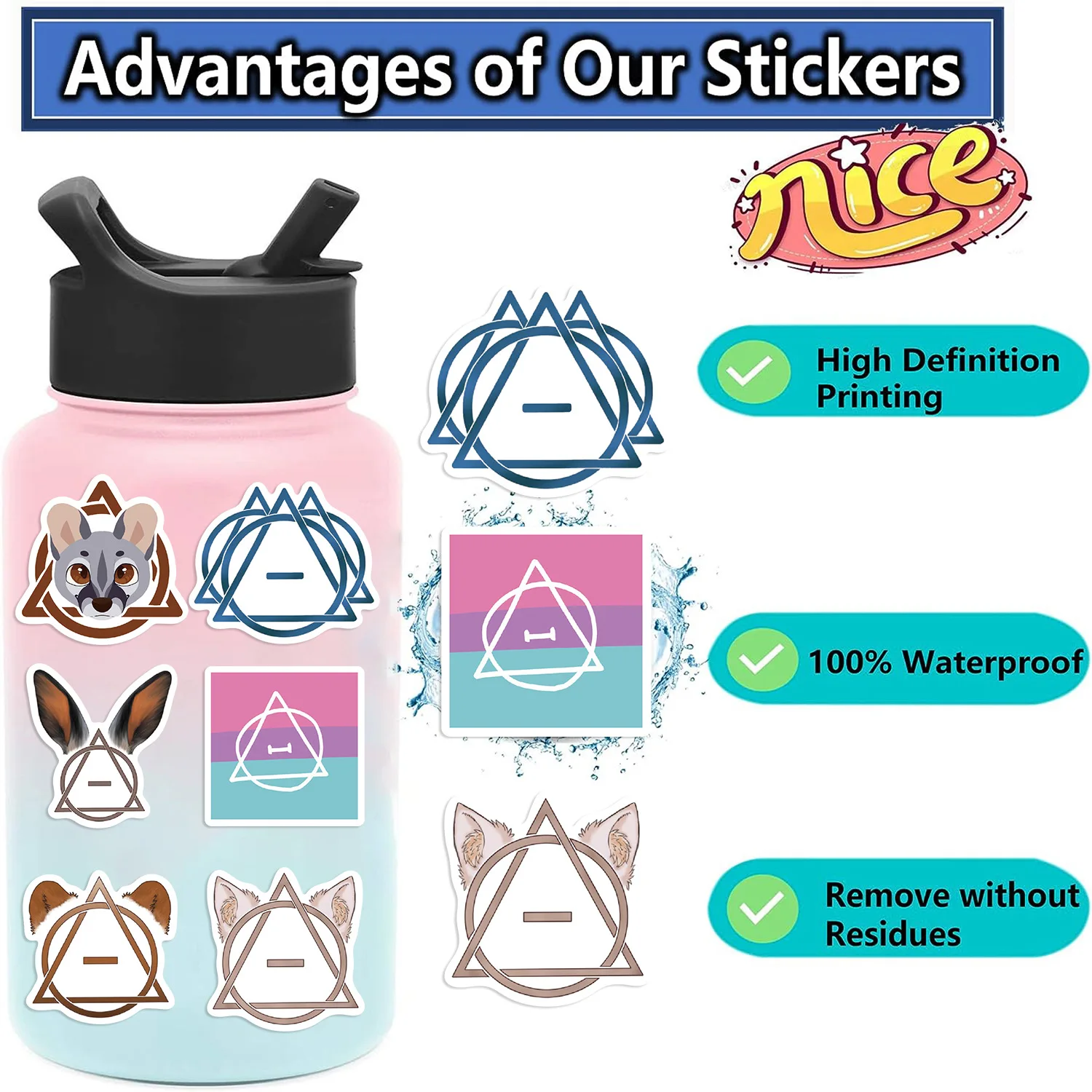 50Pcs Cartoon Therian Stickers Funny DIY Graffiti Decals For Kids Toys Laptop Luggage Skateboard Fridge Water Bottle Sticker