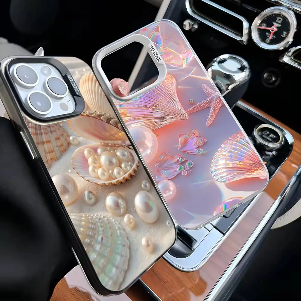 

Beauty Colorful Shell Phone Case For iPhone 16,15,14,13,12,11,Mini,Pro,MAX White Matte Shockproof Cover