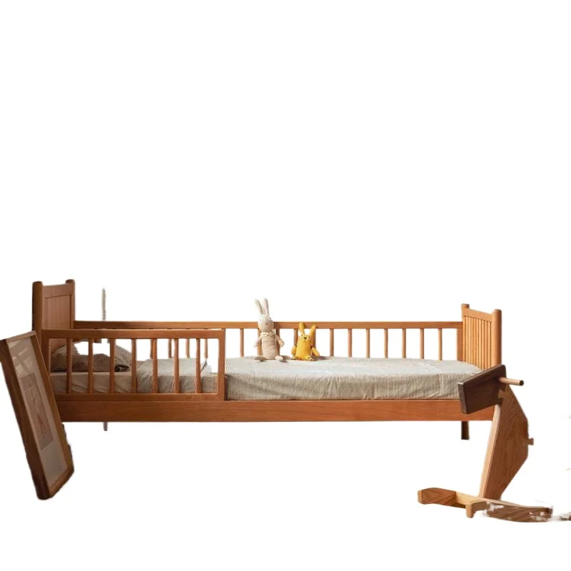 

Independent bed Original solid wood bed Small apartment widened splicing with guardrail Separate room sleeping artifact