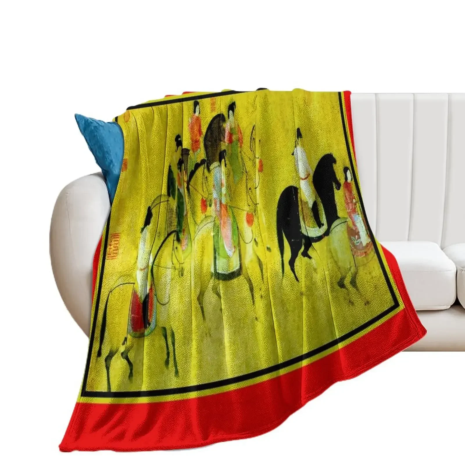 TANG DYNASTY Ancient Spring Outing Print Throw Blanket blankets ands Stuffeds Blankets