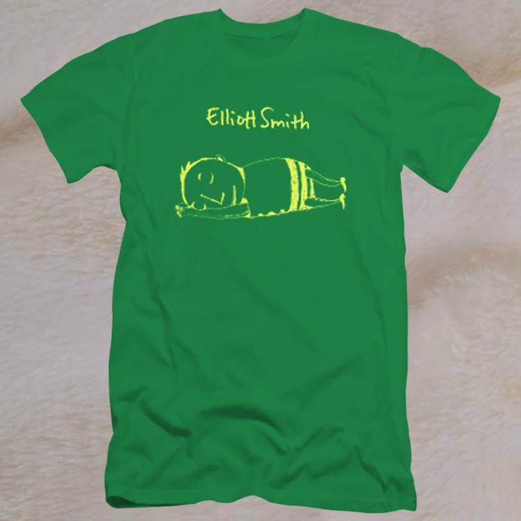 ELLIOTT SMITH Indie Pop and Rock Retro Style Green Rare T-Shirt