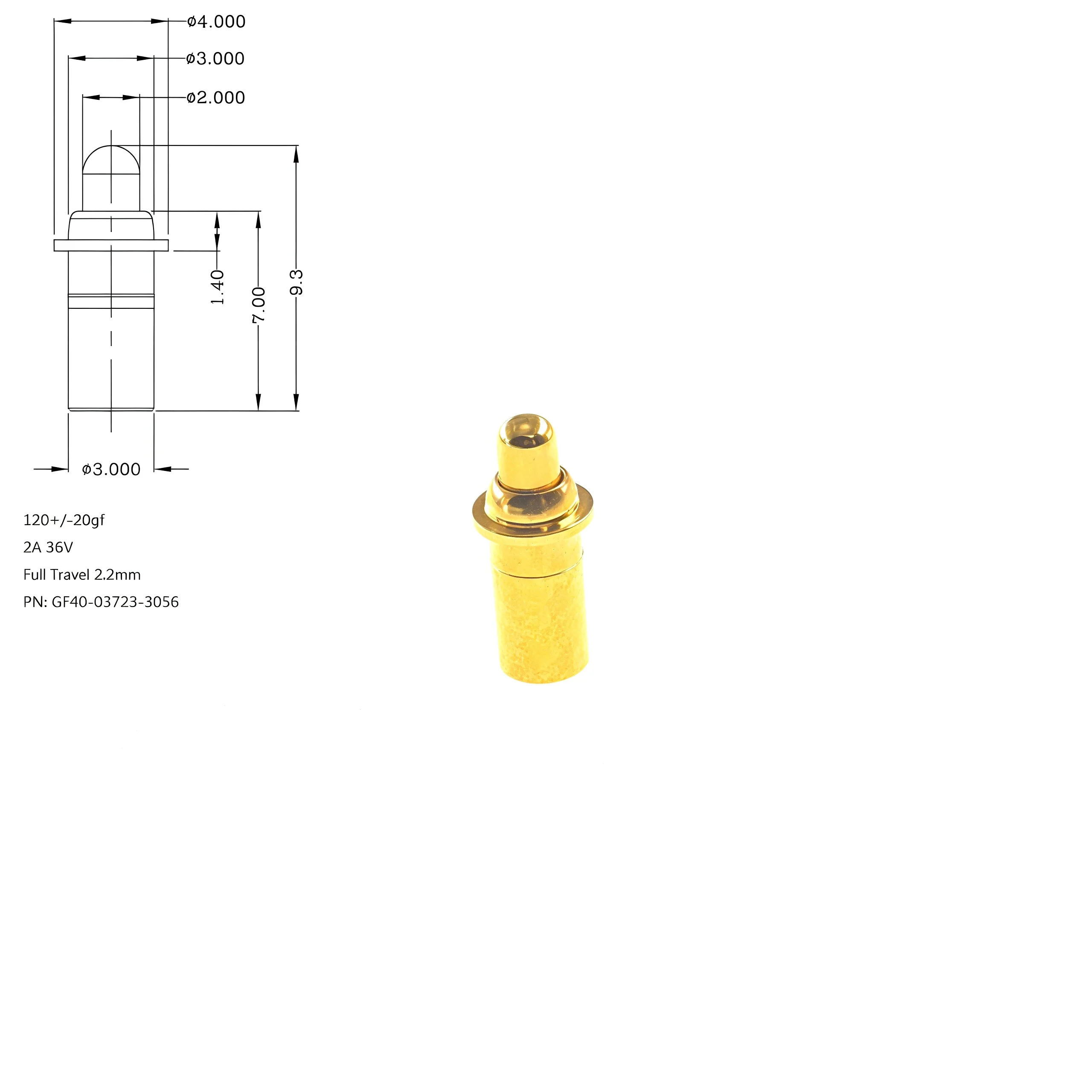 2/5/20/100 Pcs Outer Diameter Flange 2.5 3 4 5 5.5 6 MM Spring Loaded Pogo Pin No Tail Connector Through Hole Board Solder Mount