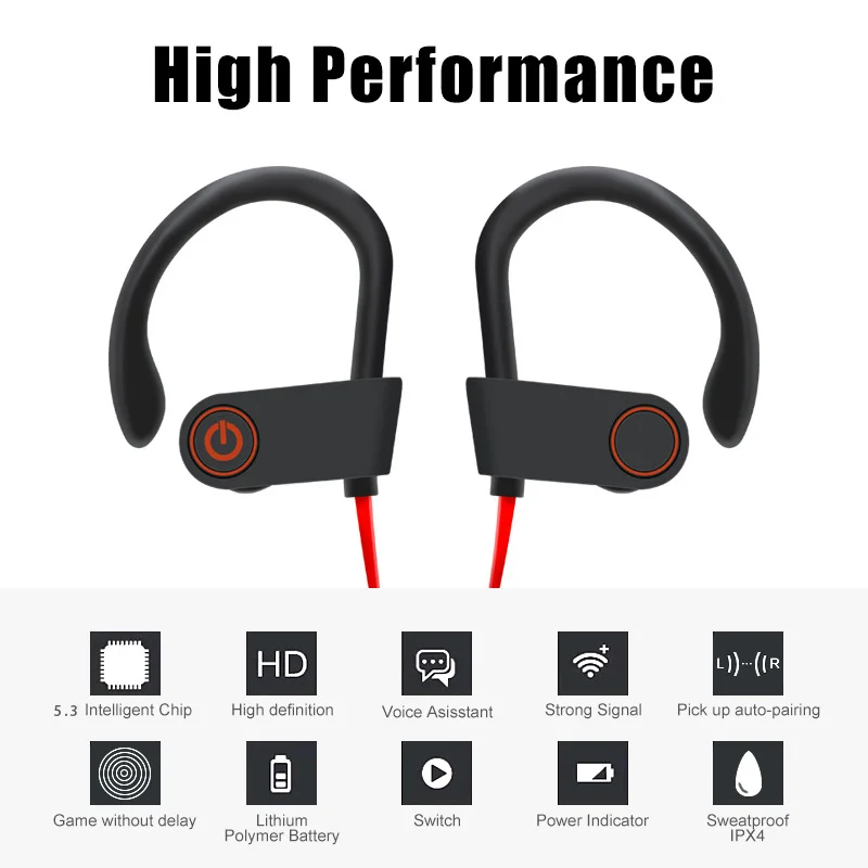 New Wireless Earphones Stereo In Earbuds Hifi 9D Sports Earphone Power with Mic USB Bluetooth 5.0 Wireless Headsets D2 For Gifts