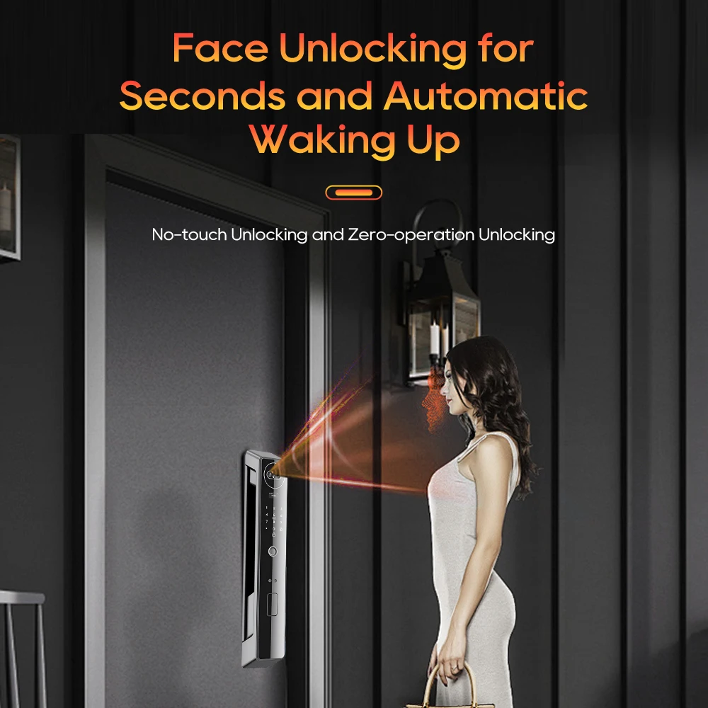 SANKESONG 3D Face Smart Door Lock Security Camera Intelligent Fingerprint Password Biometric Electronic Key Unlock