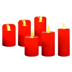 Flickering Flame Pillar Candles Red Battery Power LED Electronic Fake Candles Table Decoration Supplies For Home Party