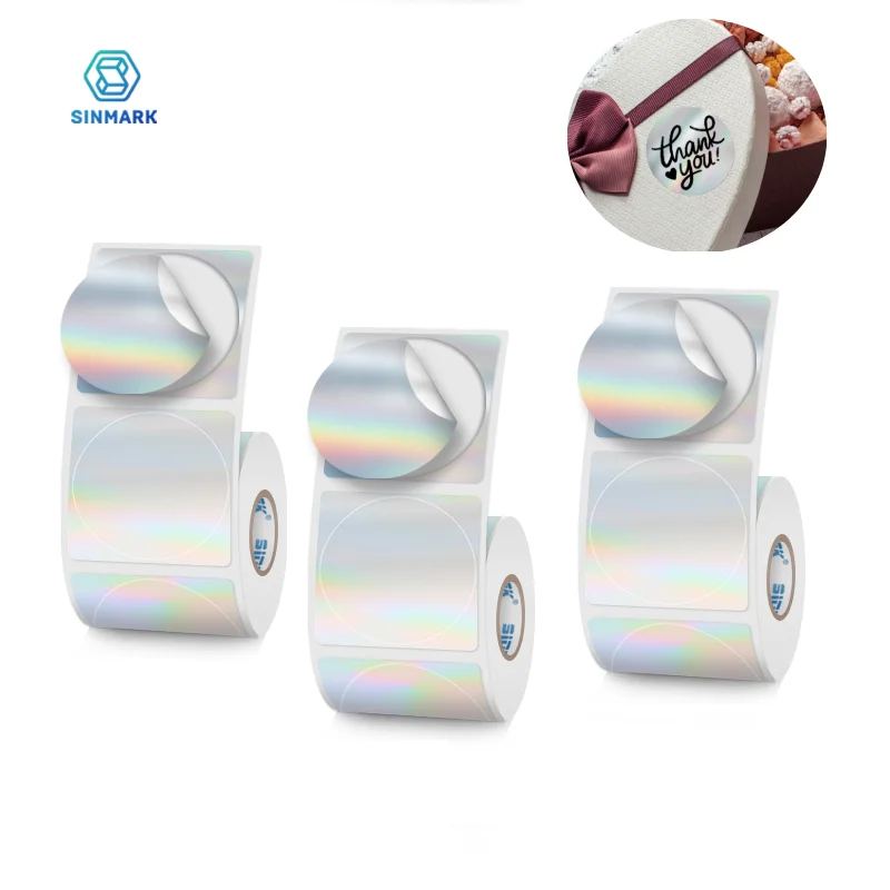 

SINMARK Laser Labels 30mm Diameter Round PET Rainbow Shining Waterproof Sticker Gift Packaging Supplies Business Label Stickers