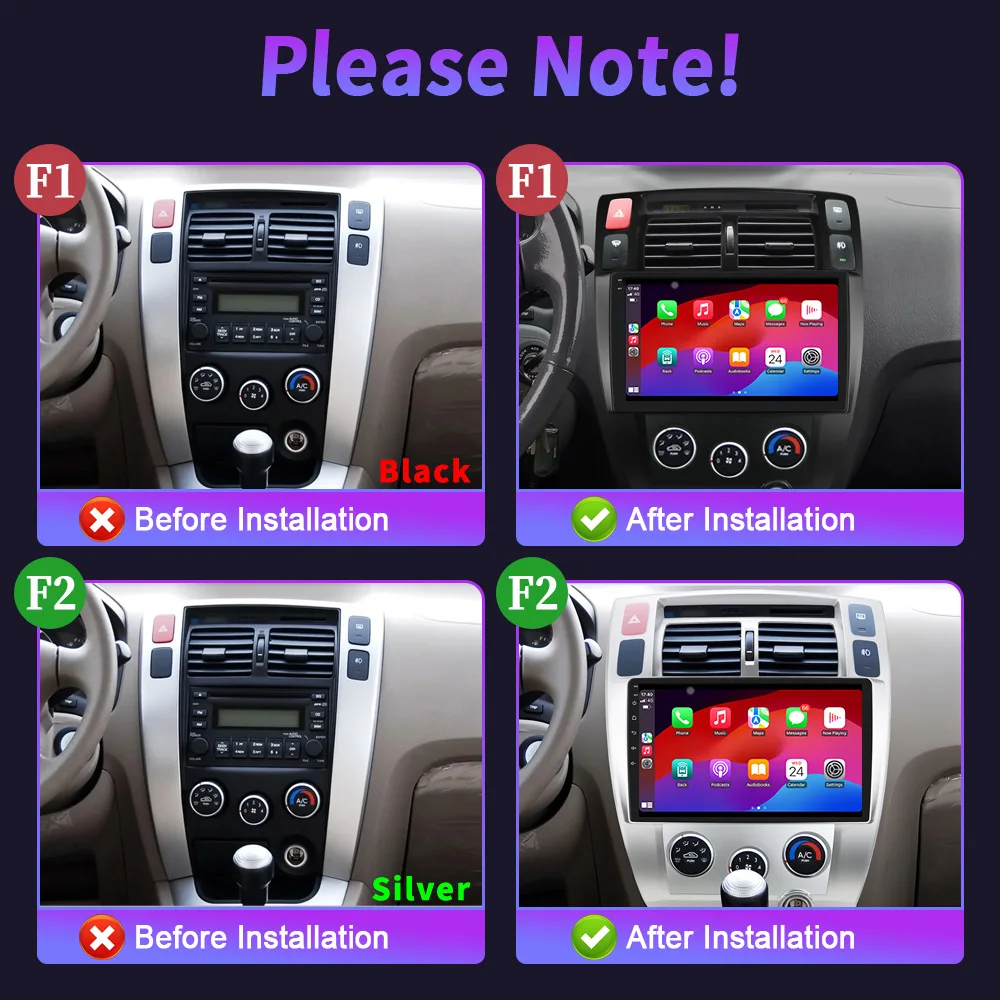 راديو السيارة أندرويد 14 لشركة هيونداي توكسون 1 2004 - 2009 الملاحة الوسائط المتعددة اللاسلكية BT Carplay اللمس 2K شاشة QLED