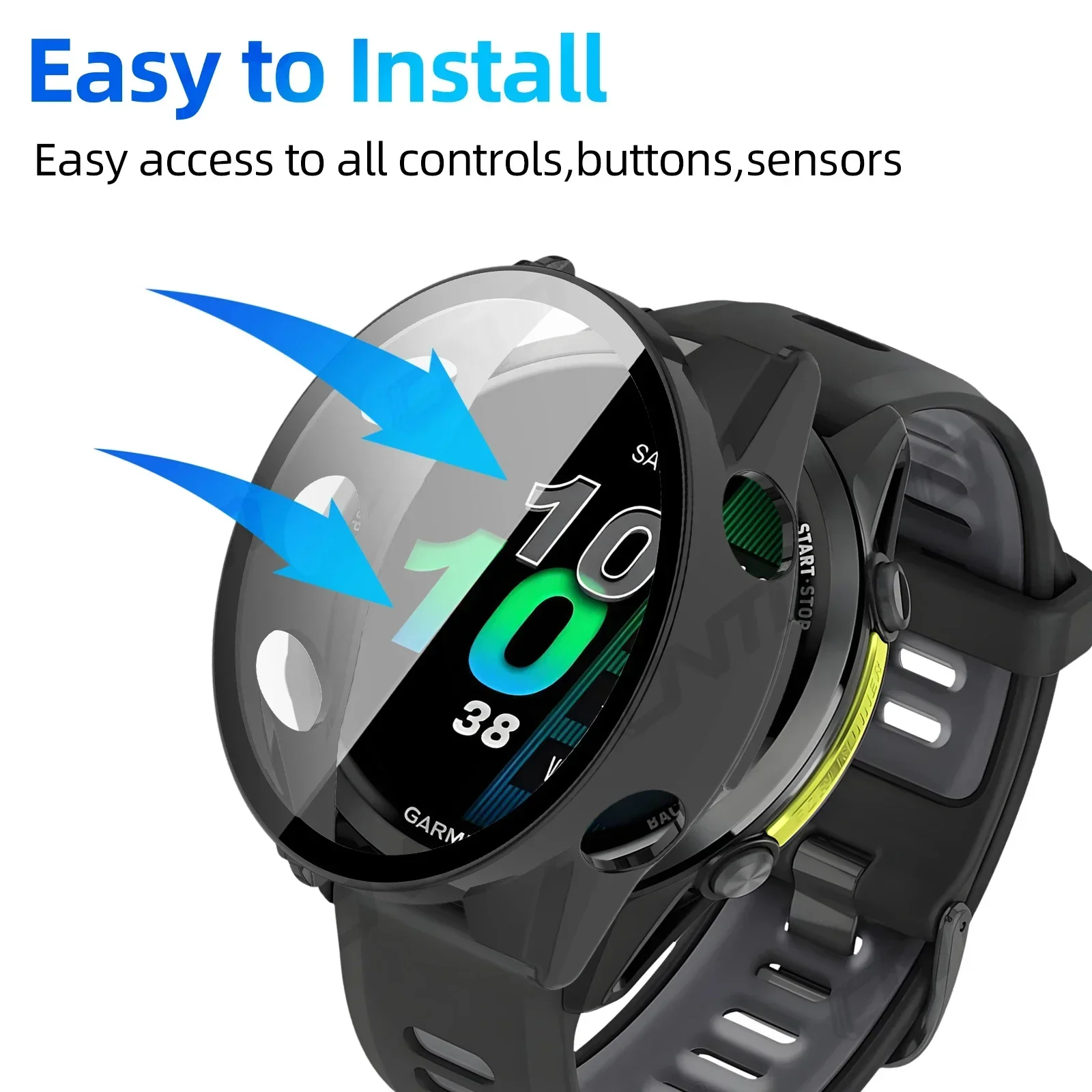 HD Glass+PC Case for Garmin Forerunner 970 570 42/47mm 965 265 165 All-around Screen Protective Shell Venu 3 Vivoactive 5 Cover