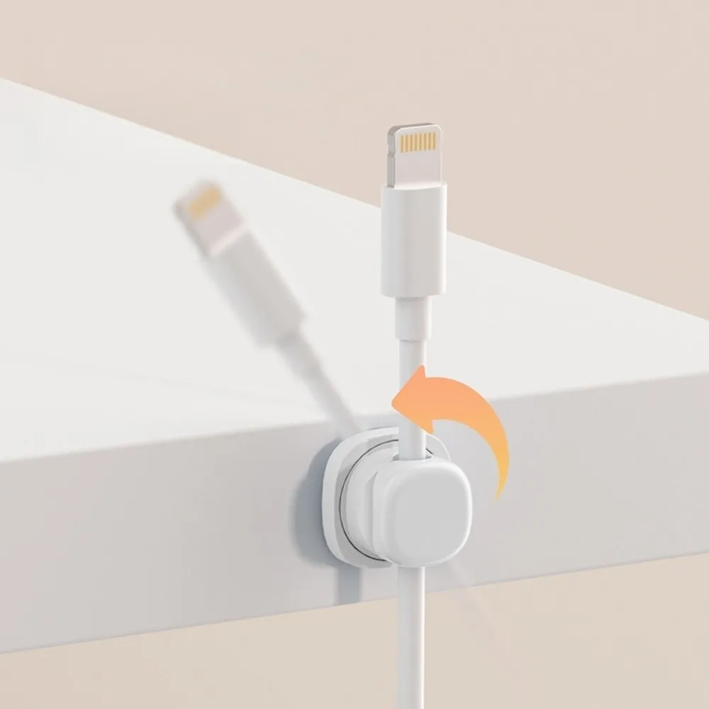 

6pcs Adhesive Desktop Cable Organizer Rotatable Wall Mount Under Desk Wire Holder Anti-Slip Adjustable Cord Cable Organizer