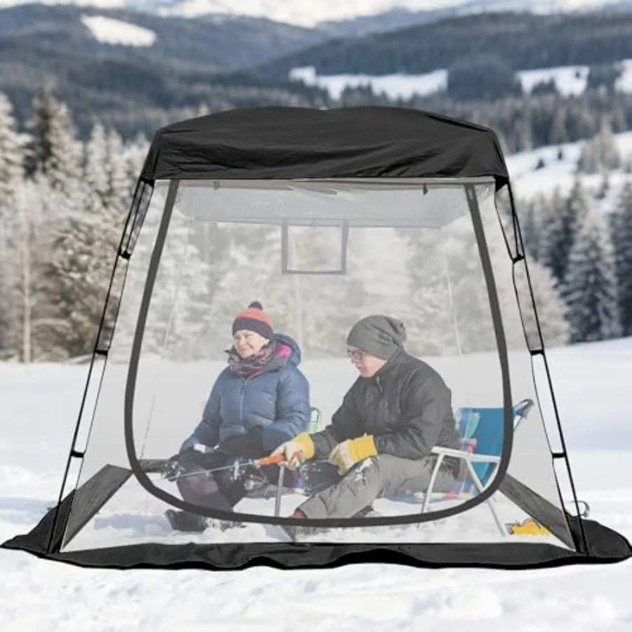 

2-3 Person Clear Sport Tent with Extra Rain Cover - Windproof Winter Tent for Ice Fishing Backyard and Outdoor Sports