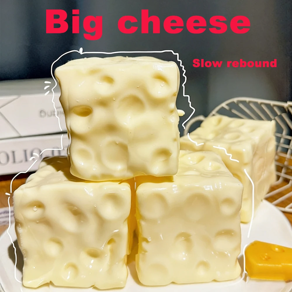 Pelota Antiestrés Gigante en Forma de Cubo de Queso, Pelota Moldeable, No Rebotable, Juguete Sensorial ASMR, Regalo para Festivales